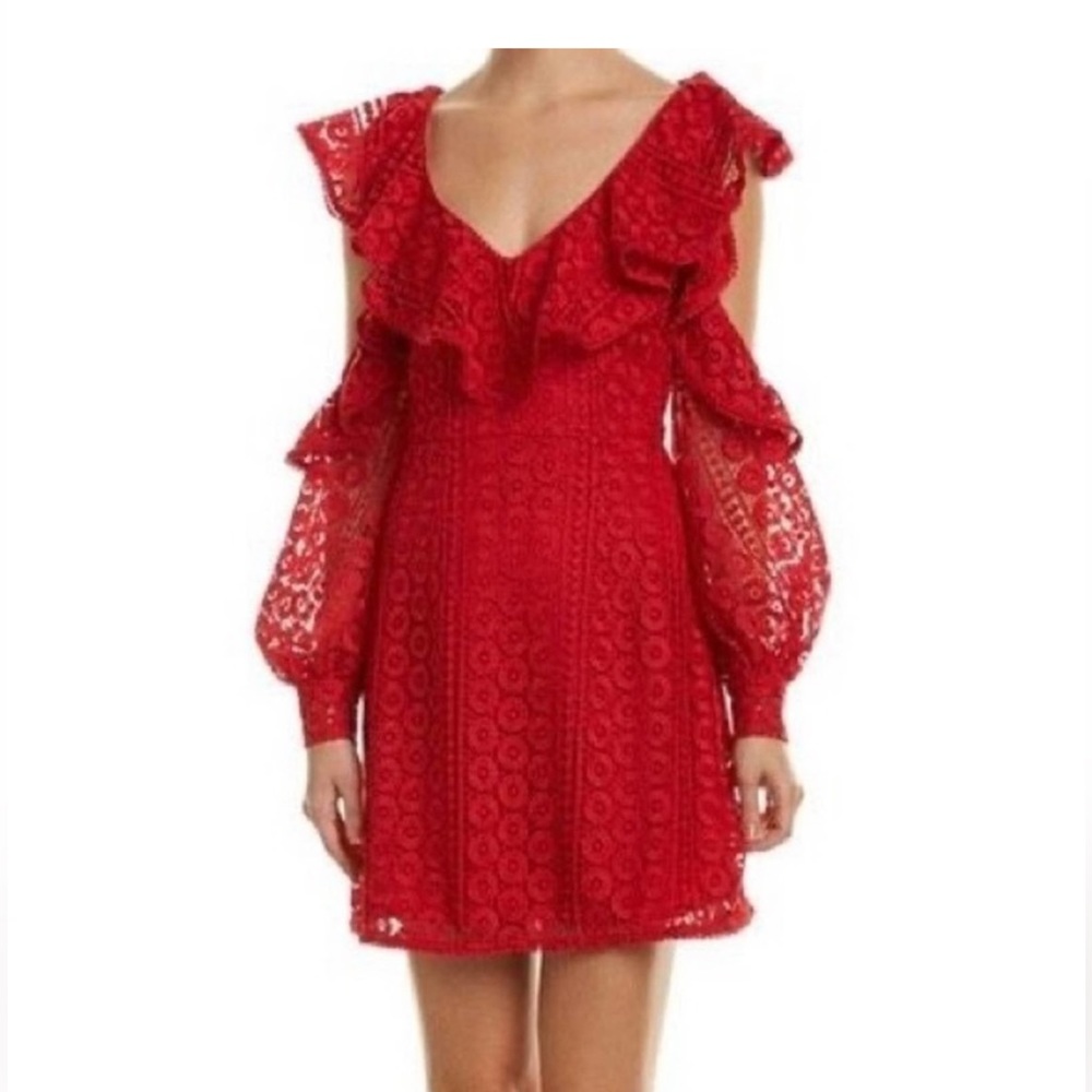 Stunning Alexis S deep red lace dress new - Picture 1 of 14